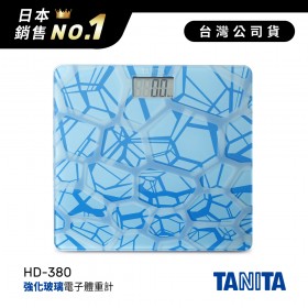 日本TANITA強化玻璃時尚超薄電子體重計HD-380-粉藍-台灣公司貨